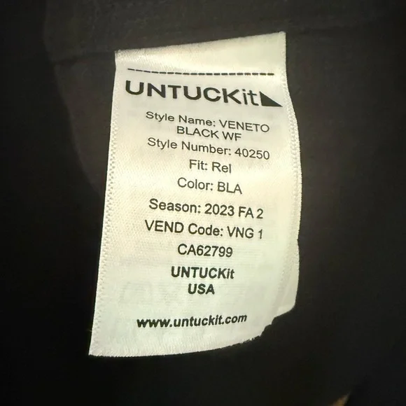UNTUCKit Men's Wrinkle-Free Cotton Veneto Shirt Lightweight Black Relaxed XXL - Picture 8 of 13